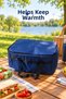 Thermally Insulated Cooler Bag, Navy Blue, with Zipper and Strappy Handle, for Picnic Food Transport