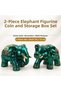 Luxury Alloy Metal Figurine-Adorned Lidded Decorative Ashtray and Jewelry Storage Box, Metal Ornament, 18 cm, Set of 2