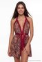 Brown Halter Neck Red Lace Leopard Printed Fancy Nightgown/Babydoll Thmaw27Ll00044