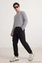 Black Straight Fit Cargo Pocket Elastic Waist Men's Trousers Tmnaw27Pl00019 - 3