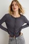 Anthracite Bicycle Collar Regular/Normal Fit Button-Down Knit Blouse Twoaw27Bz00394
