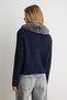 Navy Blue Fur Collar Plain Knitwear Cardigan Twoaw27Hi00249 - 2