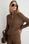 More Sustainable Mink Soft Textured Ribbed High Neck Knitwear Bottom - Top Set Twoaw27Au00090 - 3