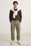 Khaki Cargo Jogger Gabardine Elastic Waist and Cuffs Men's Trousers Tmnaw27Pl00017 - 5
