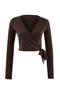 Brown Micro Crop Blouse Thmss26Bz00002