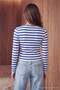 Multi-Colored Striped V-Neck Regular/Normal Fit Stretch Knit Blouse Twoaw27Bz00459 - 4