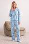 Açık Mavi %100 Pamuklu Snoopy Lisanslı Örme Pijama Takımı THMAW27PT00171