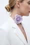 Lace-Up Silk Tulle Flower Choker Necklace Rose Necklace