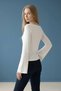 Beja Slim Fit Soft Textured Bell (Spanish) Long Sleeve Boat Neck Women's Blouse & Top - Ecru - 3
