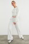 3 Threaded Palazzo Sweatpants with No Waistband and Lace-Up Detail - 2