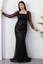 Square Neckline Long Sleeve Beaded Evening Dress 41231 - 3