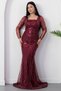 Square Neckline Long Sleeve Beaded Evening Dress 41231 - 6
