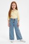 Adjustable Waistband Butterfly Embroidered Stone Decorated Girl's Belt Palazzo Pants - 2
