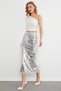 Slit Sequin Maxi Skirt with Chiffon Detail - 4