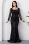 Square Neckline Long Sleeve Beaded Evening Dress 41231 - 5