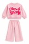 Embossed Lettering Printed Girls' Set - 4
