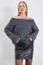 Glittery Sequined Madonna Collar Knit Sweater - 5