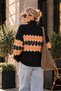 Women's Black Turtleneck Patterned Knitwear Sweater - 3