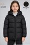 Girl's Black Fleece Fur Hooded Waterproof Wind Resistant Pocket Puffer Winter Coat