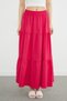 Elastic Waist Pleated Maxi Skirt - 6