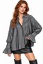 Anthracite Women's Oversized Gathered Off-Shoulder Textured Shirt - Cuff Detail - 2