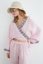 Tied Kimono with Embroidered Collar and Sleeves - 5