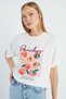 Peach Printed Crew Neck Casual T-Shirt - 6