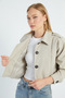 Pleated Double-Breasted Collar Cropped Trench Coat - 7