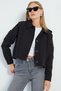 Pleated Double-Breasted Collar Cropped Trench Coat