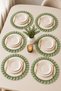 Set of 6 Round Ruffled Plates – 33cm Fabric Placemats Cream - 2
