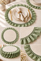 Set of 6 Round Ruffled Plates – 33cm Fabric Placemats Cream - 3