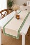 40X110 cm Ruffled Table Runner – Cream Green Decorative Tablecloth and Table Cover