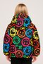 Girl's Smiling Emoji Fleece Fur Water and Windproof Hooded Winter Puffer Coat with Pockets - 3