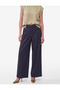 Wide Leg Pleated Fabric Pants with Side Pockets - 3