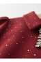 Girl's Stone Brooch Detailed Fakir Sleeve Dress - 4