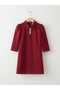 Girl's Stone Brooch Detailed Fakir Sleeve Dress - 5