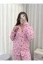Women's Patterned Buttoned Premium Thermosoft Pajama Set with Underwear - 7