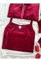Burgundy Velvet Women's Pajamas Set with Dressing Gown - 5