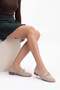 Women's Genuine Leather Buckled Moccasin Daily Shoes Nador Beige Suede - 2