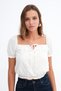 Linen Blend Balloon Sleeve Blouse P18601 - 5