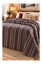 Thin Striped Patterned Double Blanket Navy Blue Claret Red 180X220 cm - 2