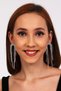 Women's Waterway Fringed Dangle Zircon Stone Silver Model Evening Dress Wedding Henna Promise Bridal Prom Party Earrings - 8