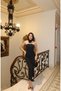 Diving Fabric Dress with Neck Accessory — Black - 7