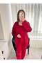 Women's Velvet Robe Pajama Set with Red Lingerie - 7