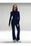 Navy Premium - Trending Colors: Zipper-Front Top and High-Leg Flared Leggings Set - 8
