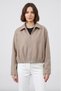 Women's zipper closure lined cashmere bomber jacket - mink - 2