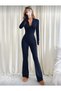 Navy Premium - Trending Colors: Zipper-Front Top and High-Leg Flared Leggings Set