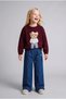 Baby Girl's Ruffle Hem Heart Embroidered Wide Leg Trousers I3988A526WN