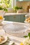 Alento - 23 cm Glass Footed Presentation Plate with Beaded Edge, Patterned Glass Serving Plate for Pastries and Breakfast - 6