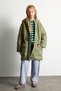 Water Repellent Hooded Long Coat with Quilted Zipper and Snap Closure Pockets and Adjustable Elastic Waist - 2